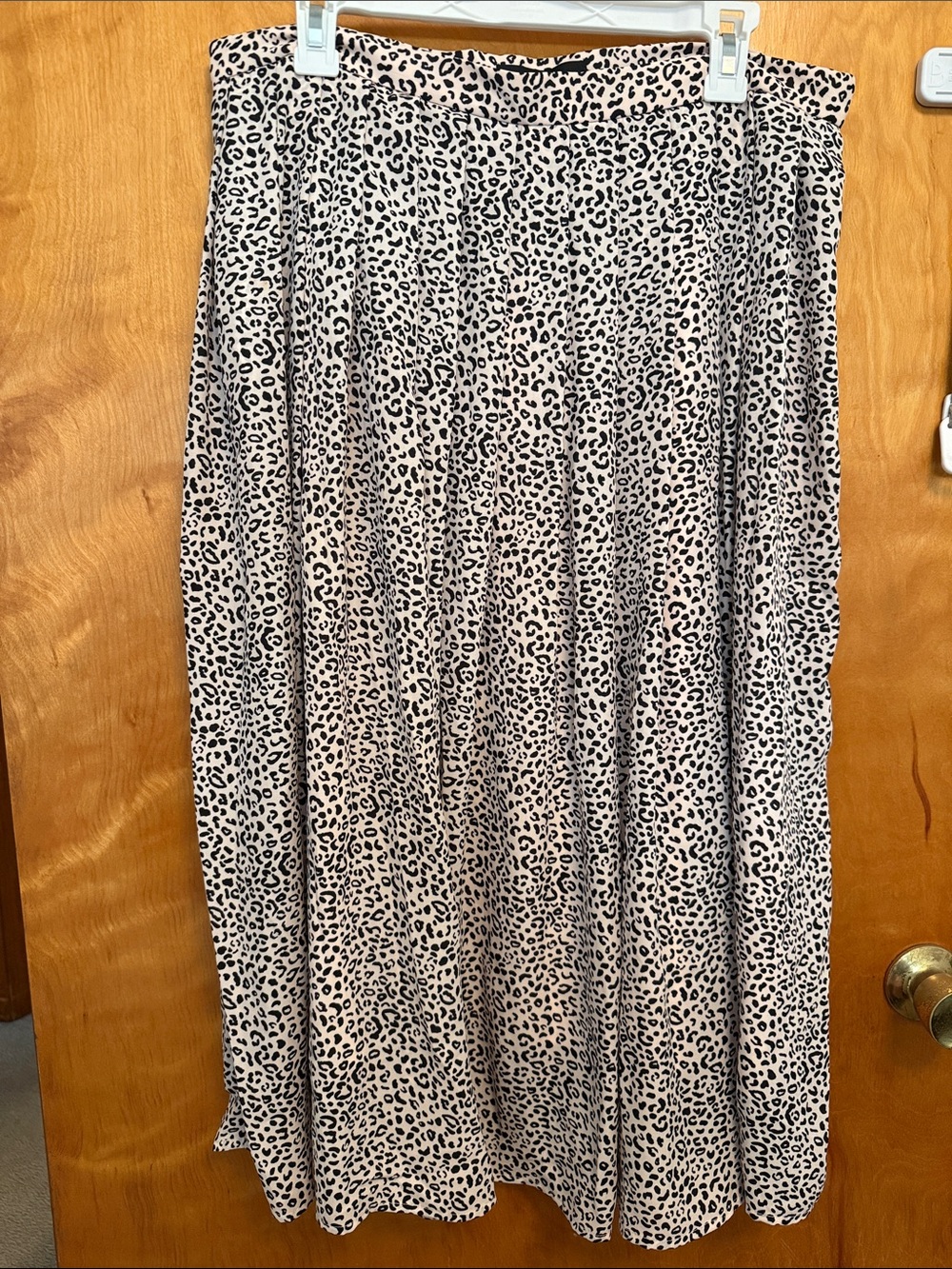 Who What Wear Blush and Black Leopard Print Midi Skirt